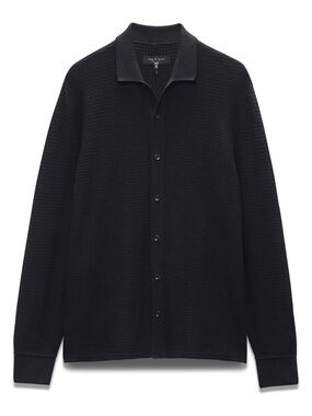 Rag and Bone Men's Black Textured Knit Button-Up Jacket/Cardigan